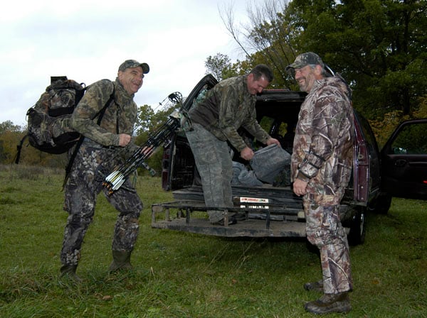 Hunters unloading their truck