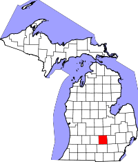Ingham County is located in South Central Michigan .  Photo courtesy Wikipedia.