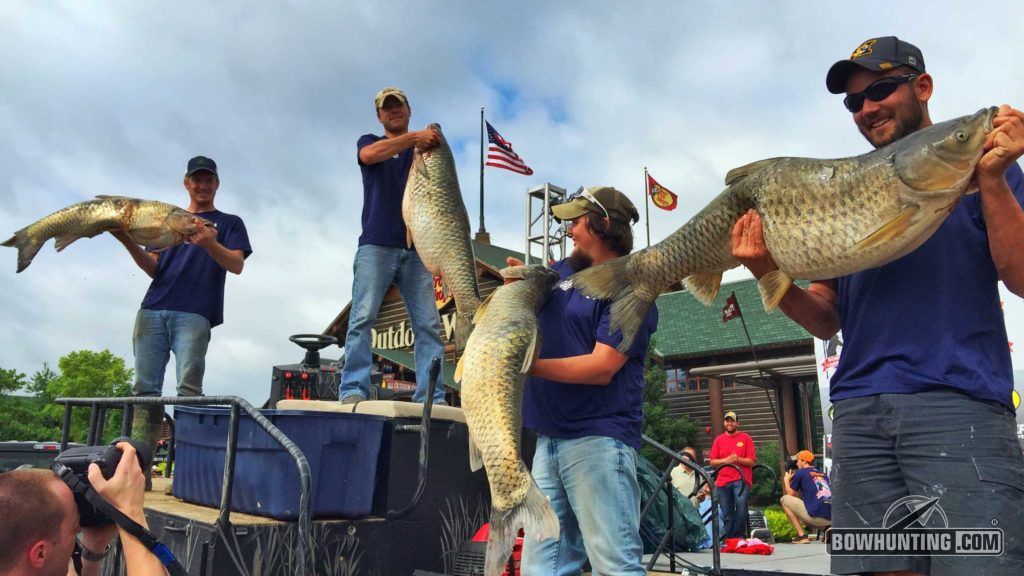 The crowd roared when the Missouri boys kept pulling monster fish from the barrel at the main stage. 