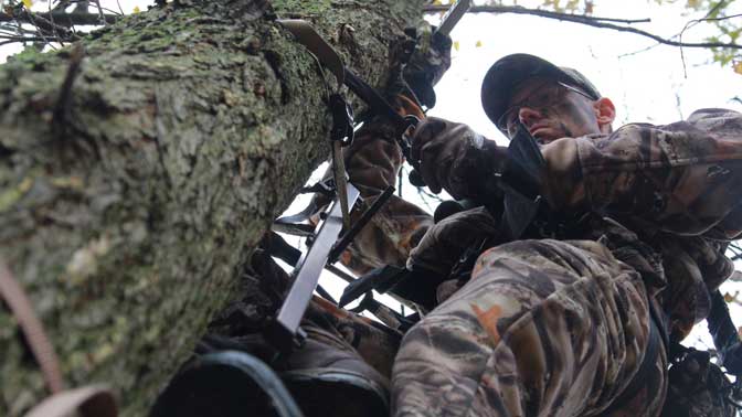 Accidents typically happen when climbing in and out of the treestand. Keep the trunk free of any obstructions that may increase your chances of an accident. 