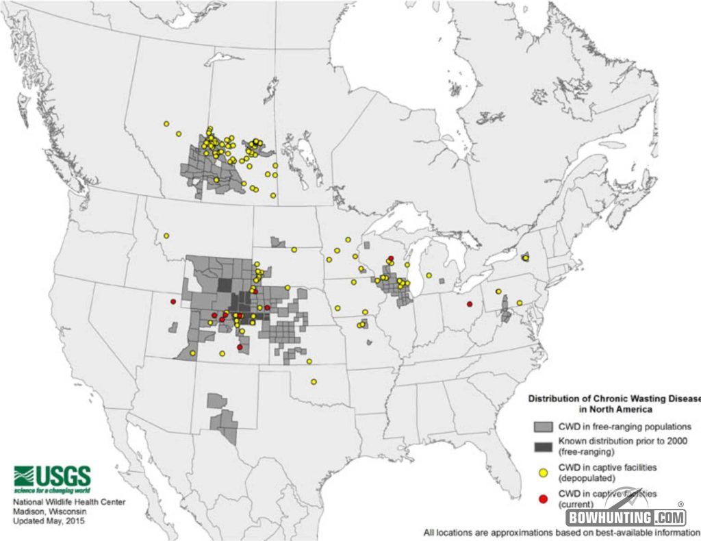 This map from May shows CWD’s distribution in Canada and the United States.