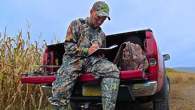 The author's field journal has been a huge tool in his deer calling tactics over the years. 