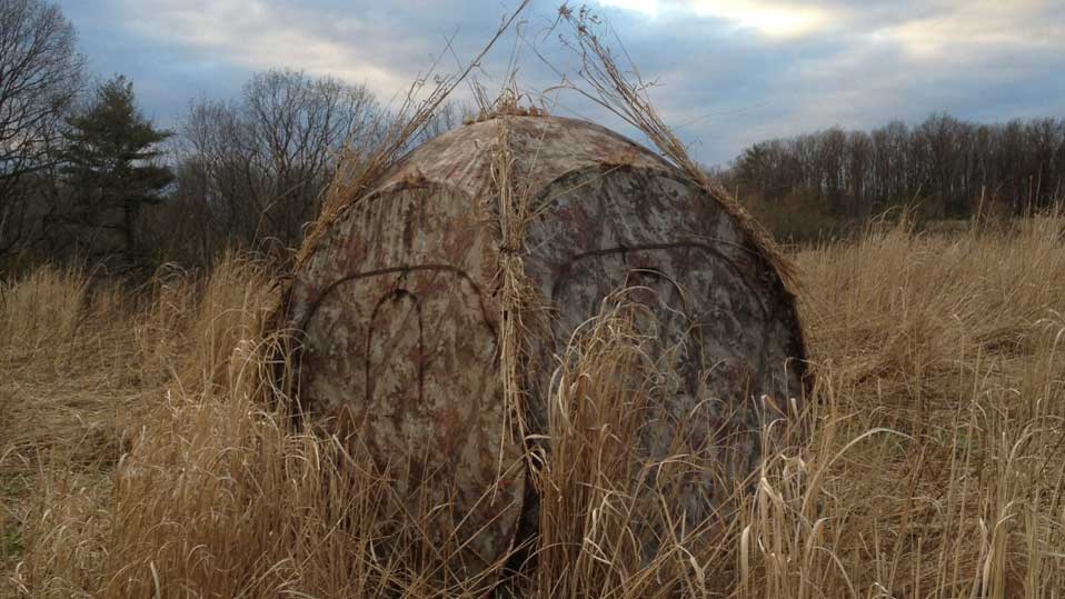 Jump into the comforts of a ground blind when the weather gets ugly. 