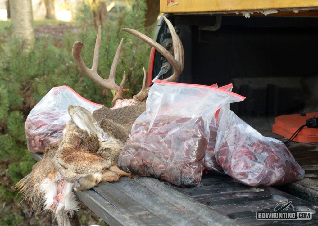 deer meat on tailgate