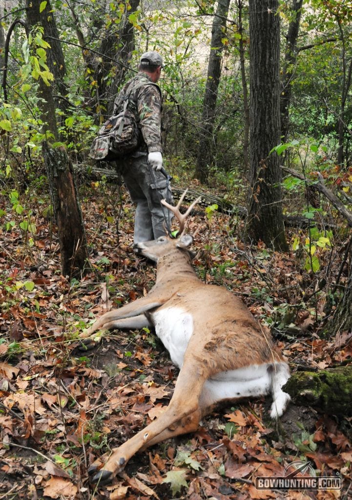 hunter dragging deer