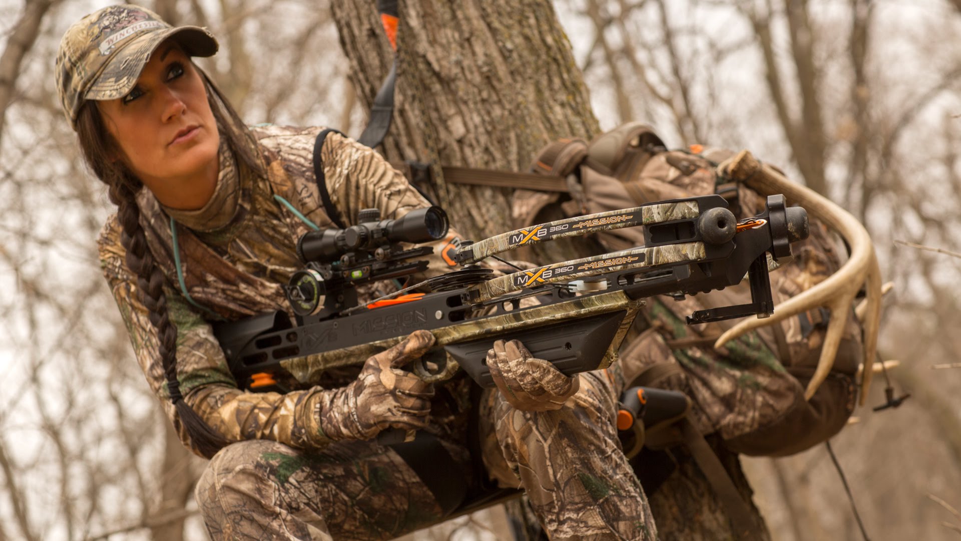 Melissa Bachman hunting with a crossbow