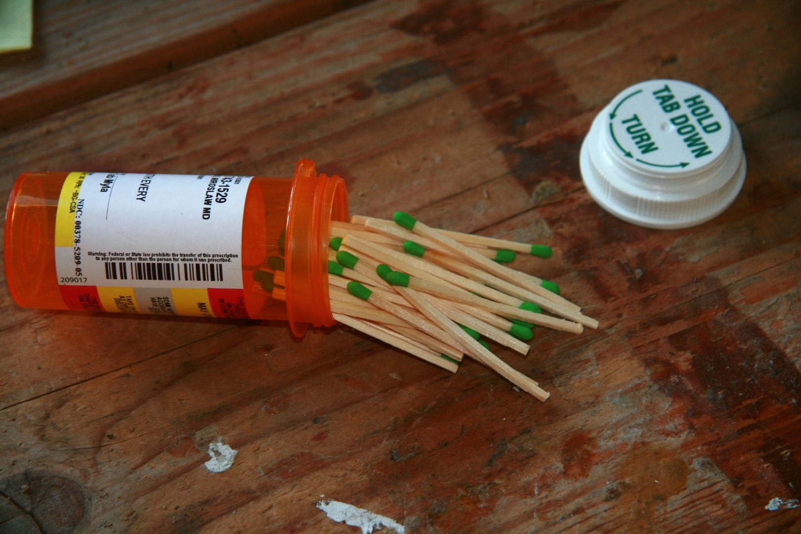 pill bottle for matches