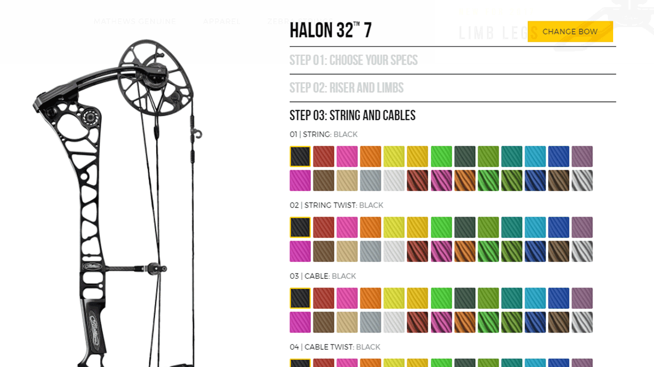 mathews bow builder string selection