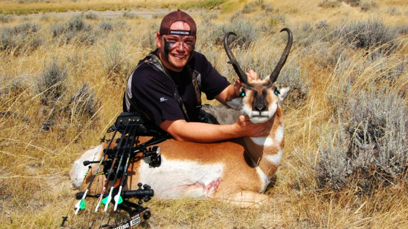 bowhunter with antelope