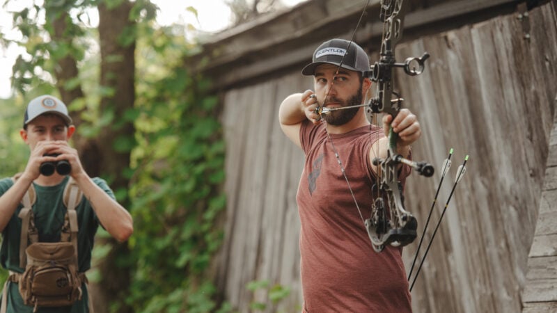scentlok mathews shooter at full draw practicing