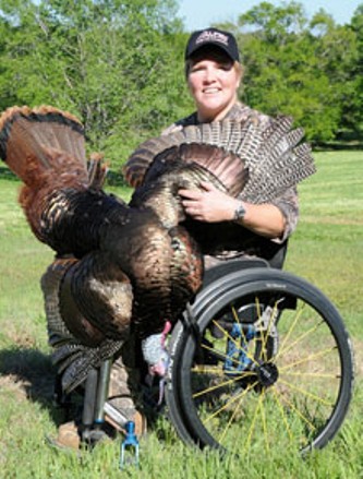woman in wheelchair with turkey
