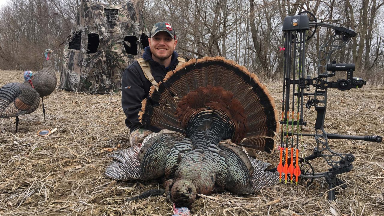 Justin Zarr with an Illinois turkey shot from a ground blind.